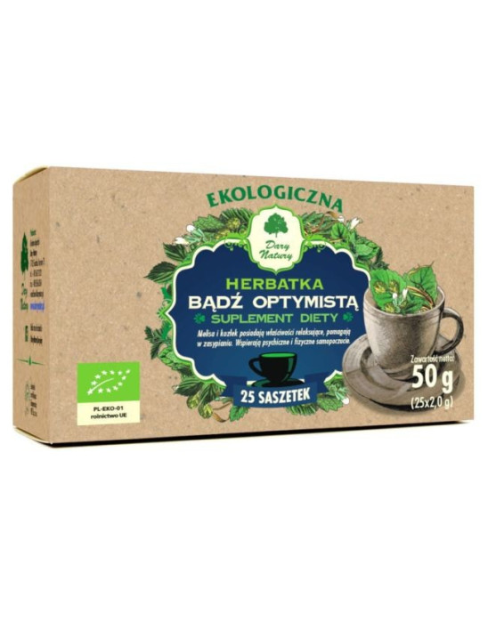 HERBATKA BĄDŹ OPTYMISTĄ EKO 25X2G EKSPRESOWA - DARY NATURY
