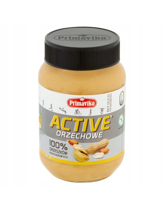 Masło orzechowe Active 100% z orzechów arachidowych Primavika 470 g