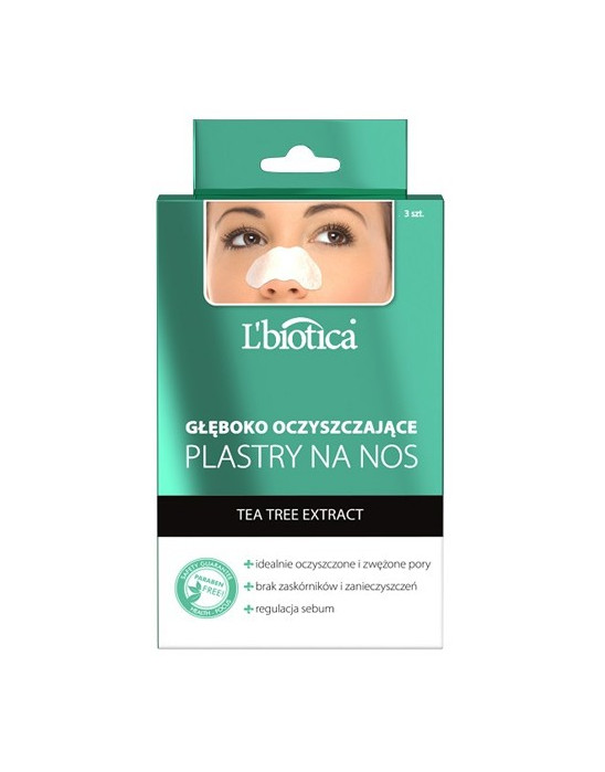 Plastry na nos z zieloną herbatą Oczyszczające Lbiotica 3 szt.