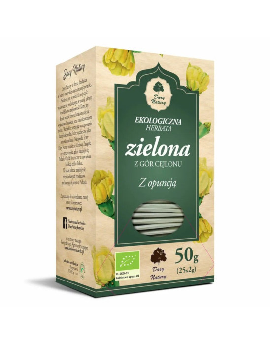 Herbata zielona z opuncją  25x2g | Dary Natury