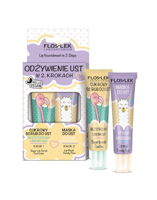 VEGE LIP CARE ZESTAW Odżywienie ust w 2 krokach Scrub + Maska Floslek