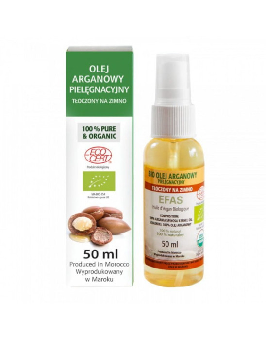OLEJ ARGANOWY BIO z certyfikatem ECOCERT- plastikowa butelka spray 50 ml