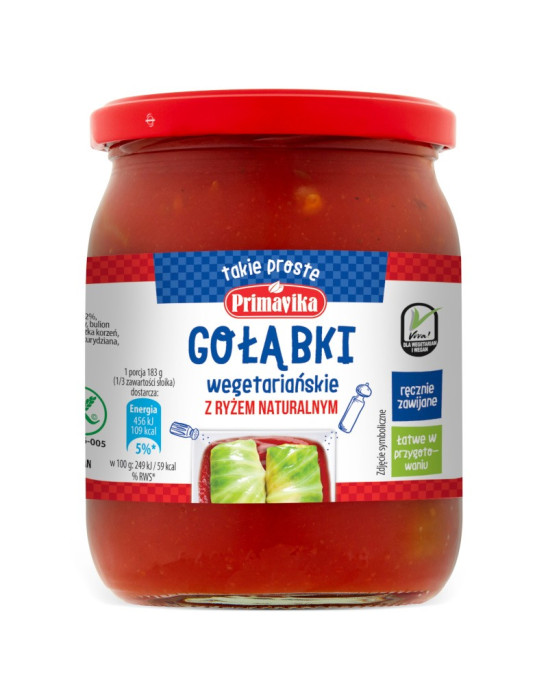 Gołąbki wegetariańskie z ryżem naturalnym 480g Primavika