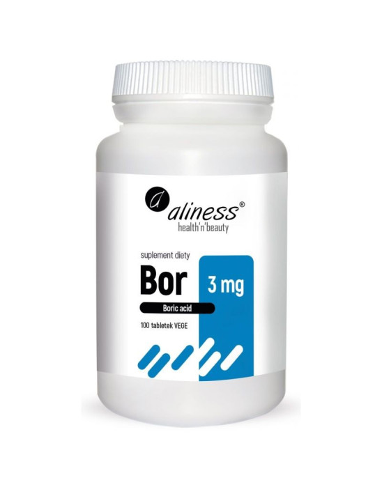 Bor - Boric Acid 3mg Aliness 100 kapsułek