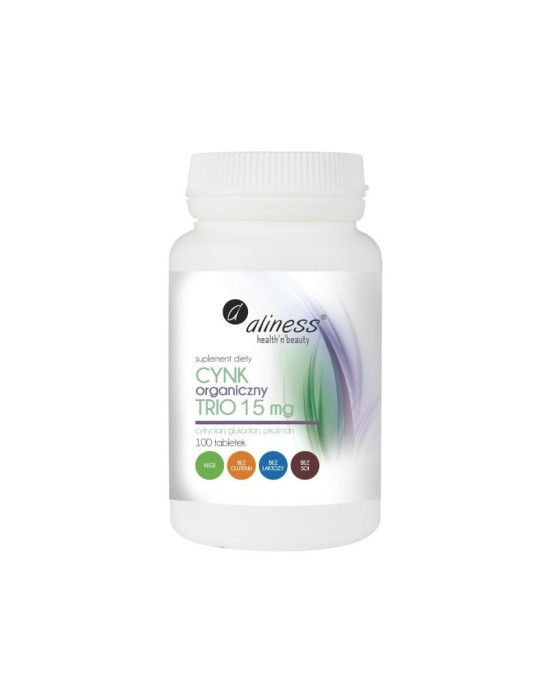 Cynk organiczny Trio 15 mg Aliness 100 tabletek