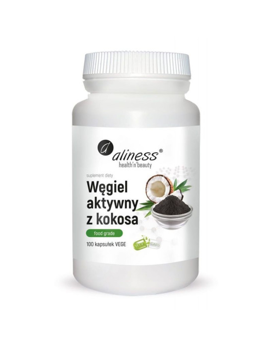 Węgiel aktywny z kokosa 100 kapsułek | Aliness