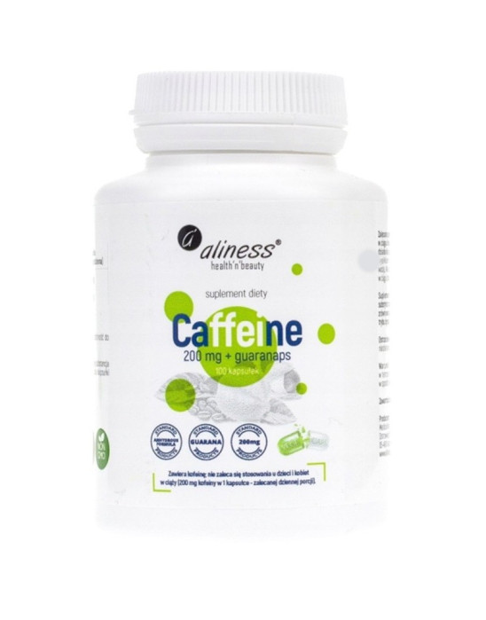 Suplement diety Caffeine 200 mg z guaraną 100 kapsułek | Aliness