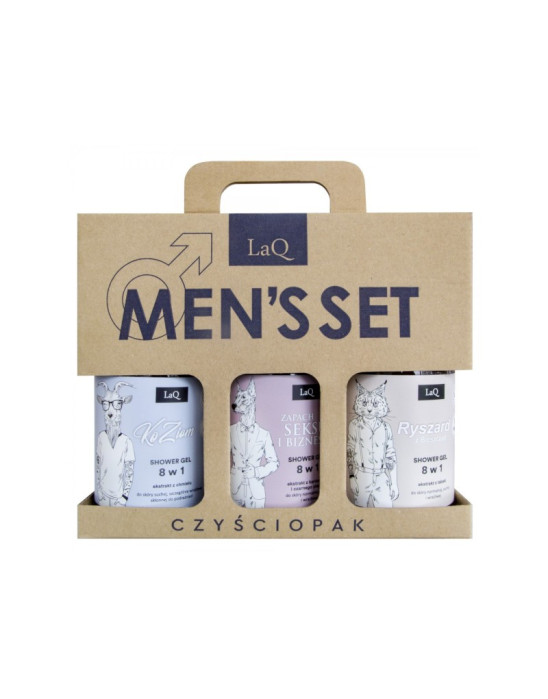 Zestaw Czyściopak męski Ryszard z Bieszczad + Zapach seksu i biznesu + Kozioł 3 x 500 ml LaQ