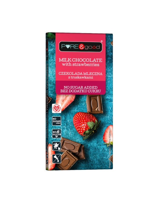 Czekolada mleczna z truskawkami bez dodatku cukru 75g