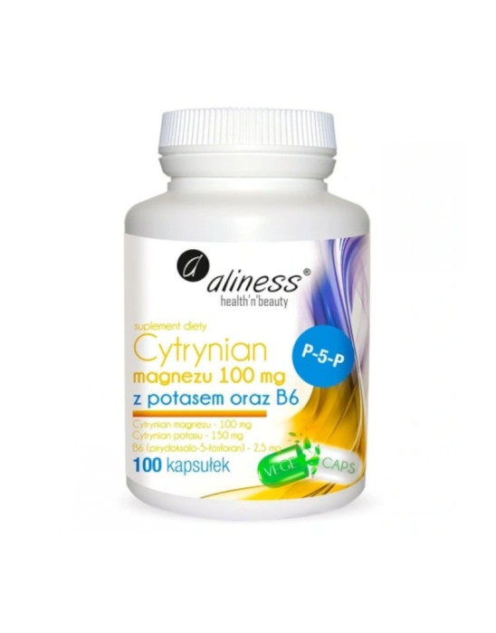 Cytrynian magnezu 100 mg z potasem i witaminą B6 Aliness