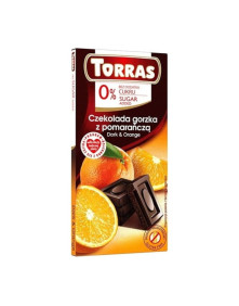 Czekolada gorzka z pomarańczą bez dodatku cukru, 75g | Torras