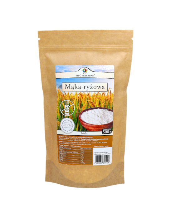 Mąka ryżowa BIAŁA bezglutenowa 500g | Pięć Przemian