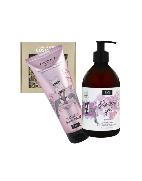 Zestaw kocica piwonia żel pod prysznic 500 ml + balsam w tubie 200ml LaQ