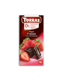Czekolada gorzka z truskawkami 75g | Torras