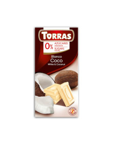 Czekolada biała z kokosem bez dodatku cukru 75g | Torras