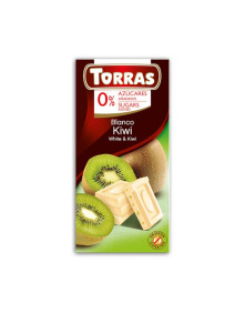 Czekolada biała z kiwi bez dodatku cukru 75g | Torras