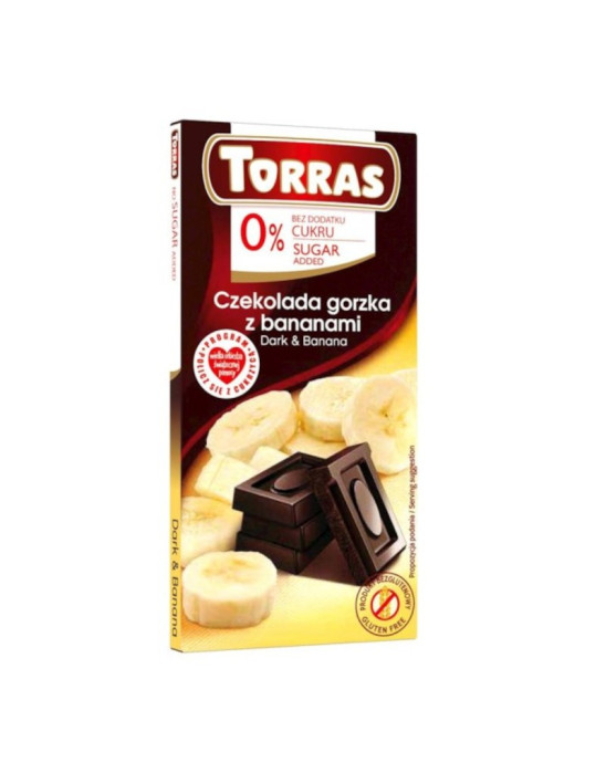 Czekolada gorzka z bananami 75g | Torras