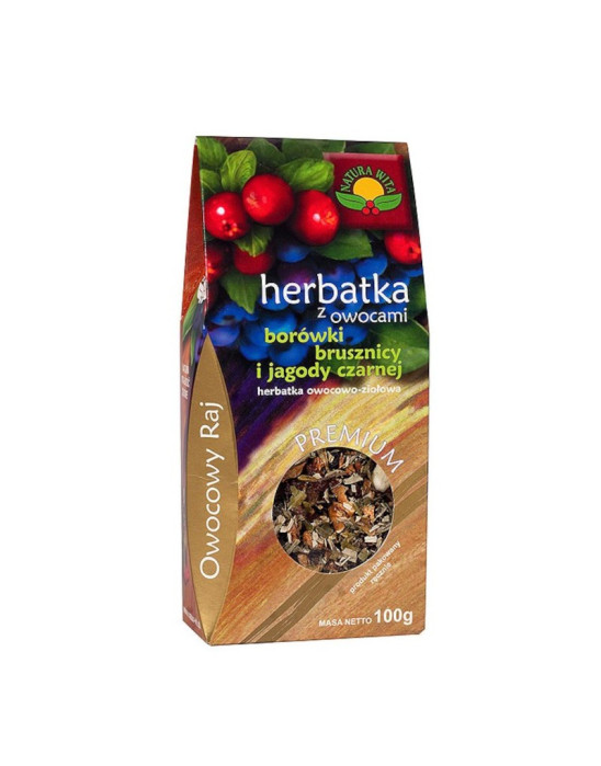 Herbatka z owocami Borówki Brusznicy i Jagody Czarnej 100g | Natura Wita