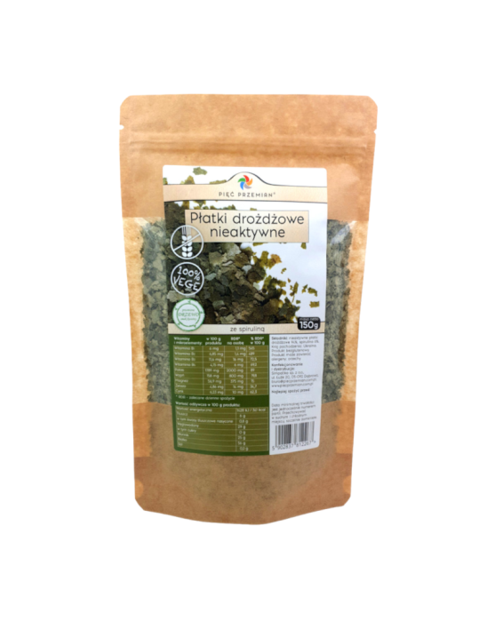 Płatki drożdżowe nieaktywne ze spiruliną bezglutenowe 150g | Pięć Przemian