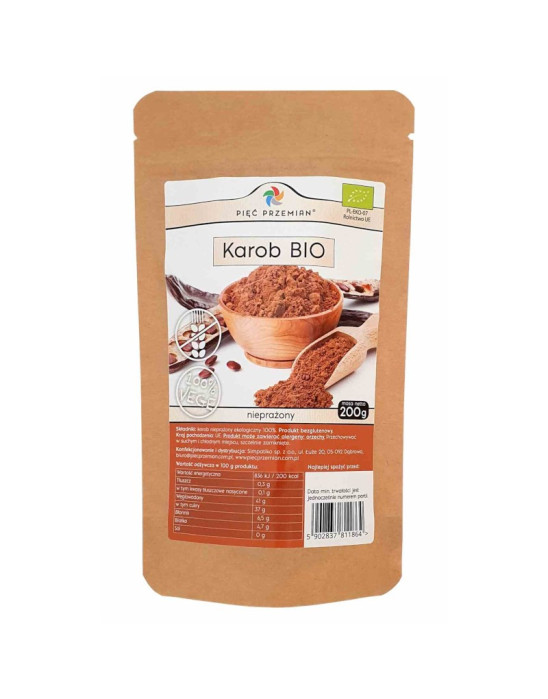Karob nieprażony BIO, 200g | Pięć Przemian