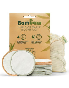 Wielorazowe płatki, waciki kosmetyczne bambusowo-bawełniane 16 szt | Bambaw