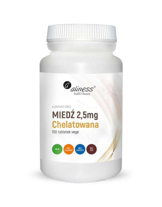 Miedź 2,5 mg chelatowana 100 tab | Aliness
