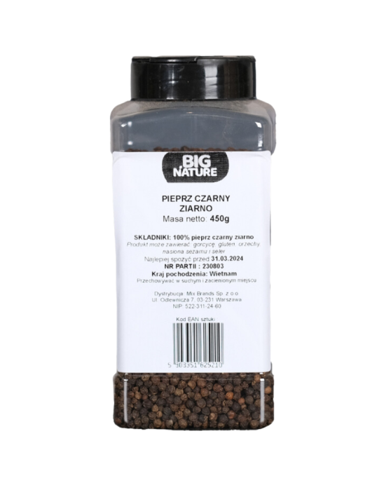 Pieprz czarny ziarno 450g | Big Nature