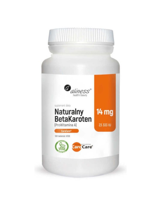 Naturalny beta karoten 14 mg 100 tabl | Aliness