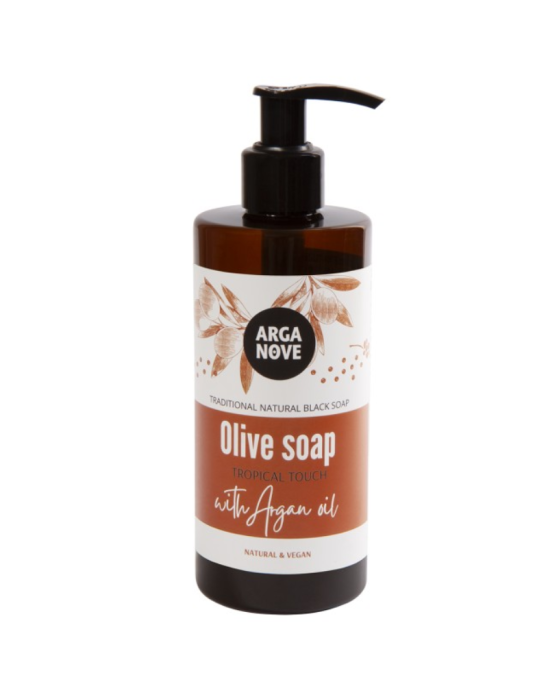 Naturalne czarne mydło oliwne z marokańskim olejem arganowym Tropical Touch 300 ml | Arganove
