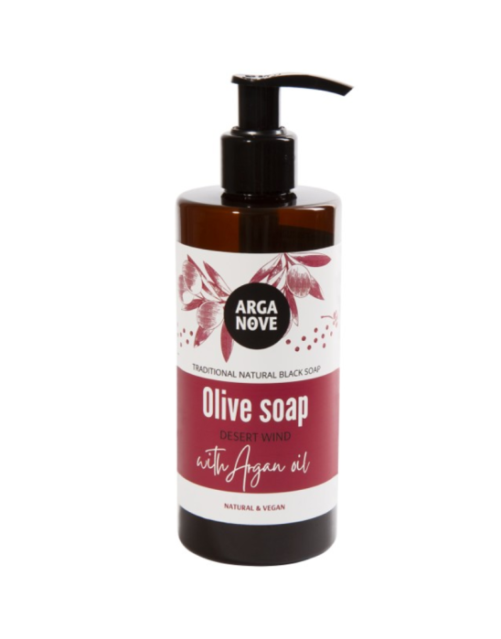 Naturalne czarne mydło oliwne z marokańskim olejem arganowym Desert Wind 300 ml | Arganove