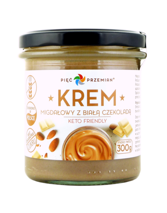 Krem migdałowy z białą czekoladą KETO 300 g | Pięć Przemian