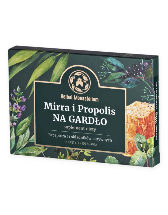Pastylki do ssania mirra i propolis na gardło 12 szt | Herbal Monasterium