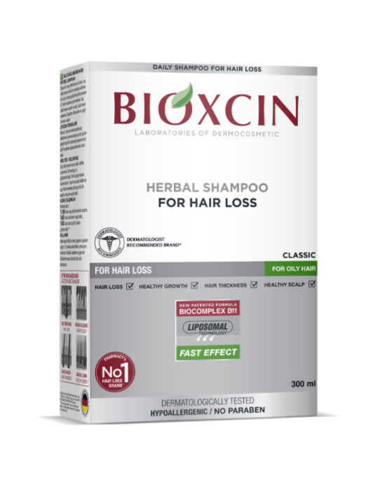 Ziołowy szampon przeciw wypadaniu do włosów przetłuszczających 300 ml | Bioxcin
