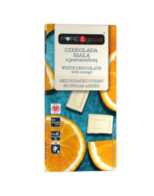 Czekolada biała z pomarańczą bez dodatku cukru 75 g | Pure&Good