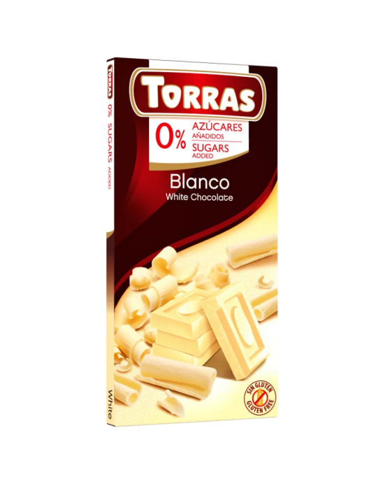 Czekolada biała bez dodatku cukru 75 g | Torras