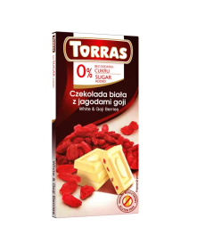 Czekolada biała z jagodami goji bez dodatku cukru 75 g | Torras