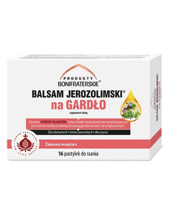 Balsam jerozolimski pastylki na gardło 16 szt  | Produkty Bonifraterskie