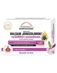 Balsam jerozolimski pastylki na gardło z prawoślazem 32 szt | Produkty Bonifraterskie