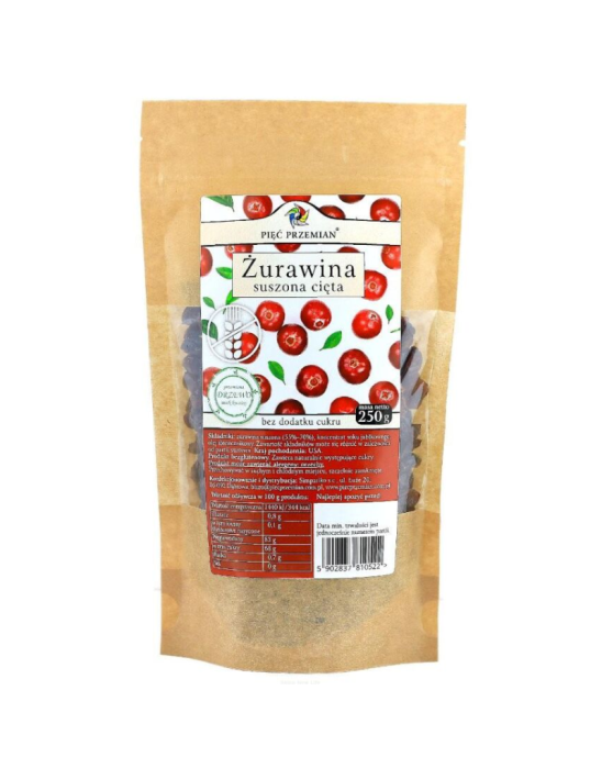 Żurawina suszona cięta 250 g | Pięć Przemian