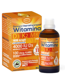 Witamina D3 K2 MK7 forte z olejem kokosowym MCT 30 ml | Asepta