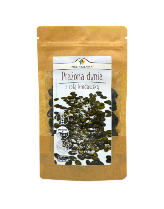 Prażone pestki dyni z solą kłodawską 100 g | Pięć Przemian