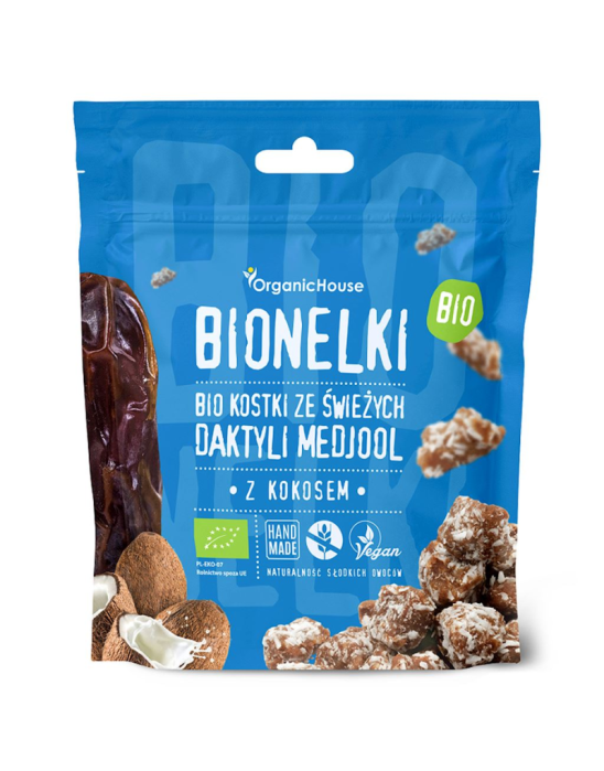 Bionelki kostki ze świeżych daktyli z kokosem 50 g | Organic House