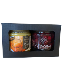 Krem miodowy z pomarańczą 220g + żurawina w miodzie 220g | Miody Krupiec
