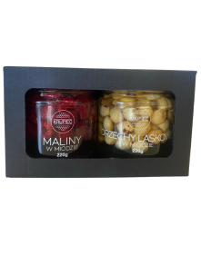Maliny w miodzie 220g + orzechy laskowe w miodzie 220g | Miody Krupiec