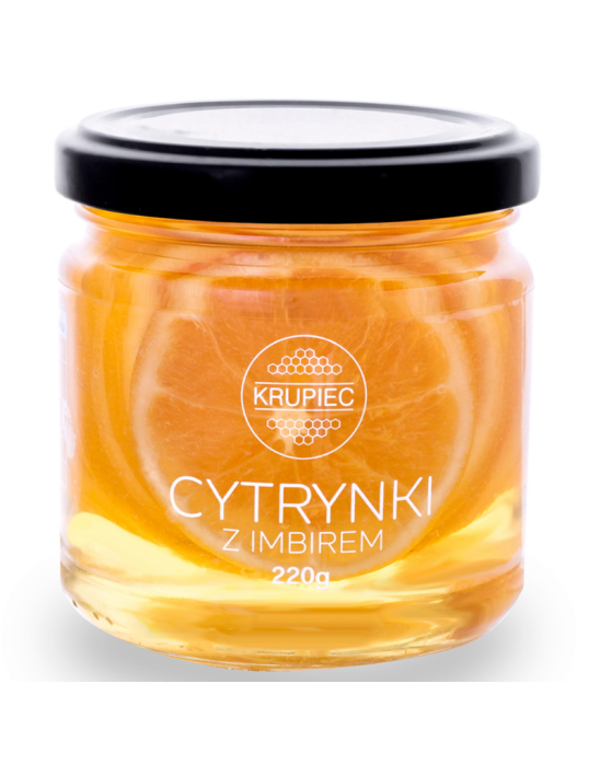 Cytrynki w zalewie z imbirem 220 g | Miody Krupiec