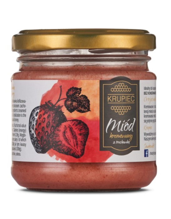 Miód kremowany z truskawką 220 g | Miody Krupiec