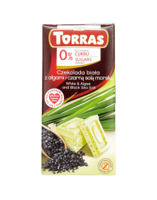 Czekolada biała z algami i czarną solą morską 75 g | Torras