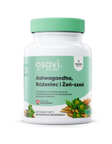 Ashwagandha, różeniec i żeń-szeń 60 kaps | Osavi