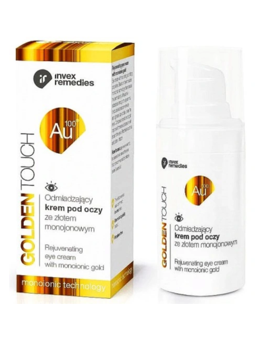 Odmładzający krem pod oczy ze złotem monojonowym 15 ml | Invex Remedies