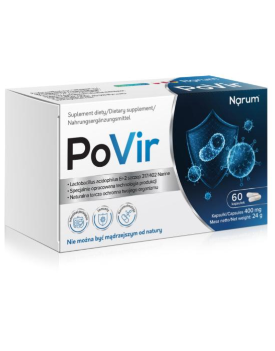 PoVir 400 mg osłabienie, nawracające infekcje 60 kaps | Narum